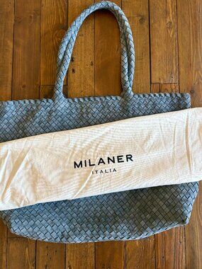 Milaner The Classic Elena Woven Tote Bag  EUC